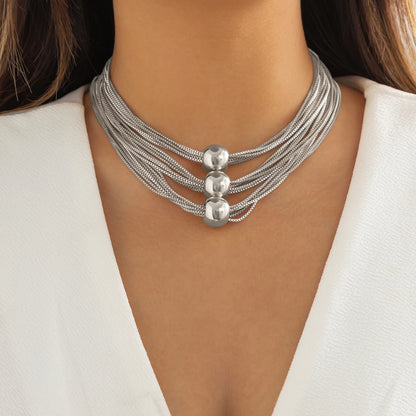 Women’s Jewelry Chunky Big Ball Choker Necklace | Vintage | Gold Tone | Statement
