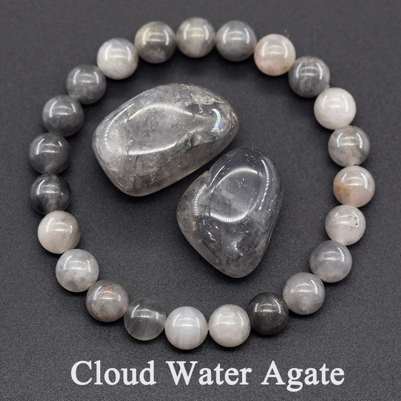 Women’s Natural Moss Agate Bead Bracelet – Healing Energy Stone Jewelry
