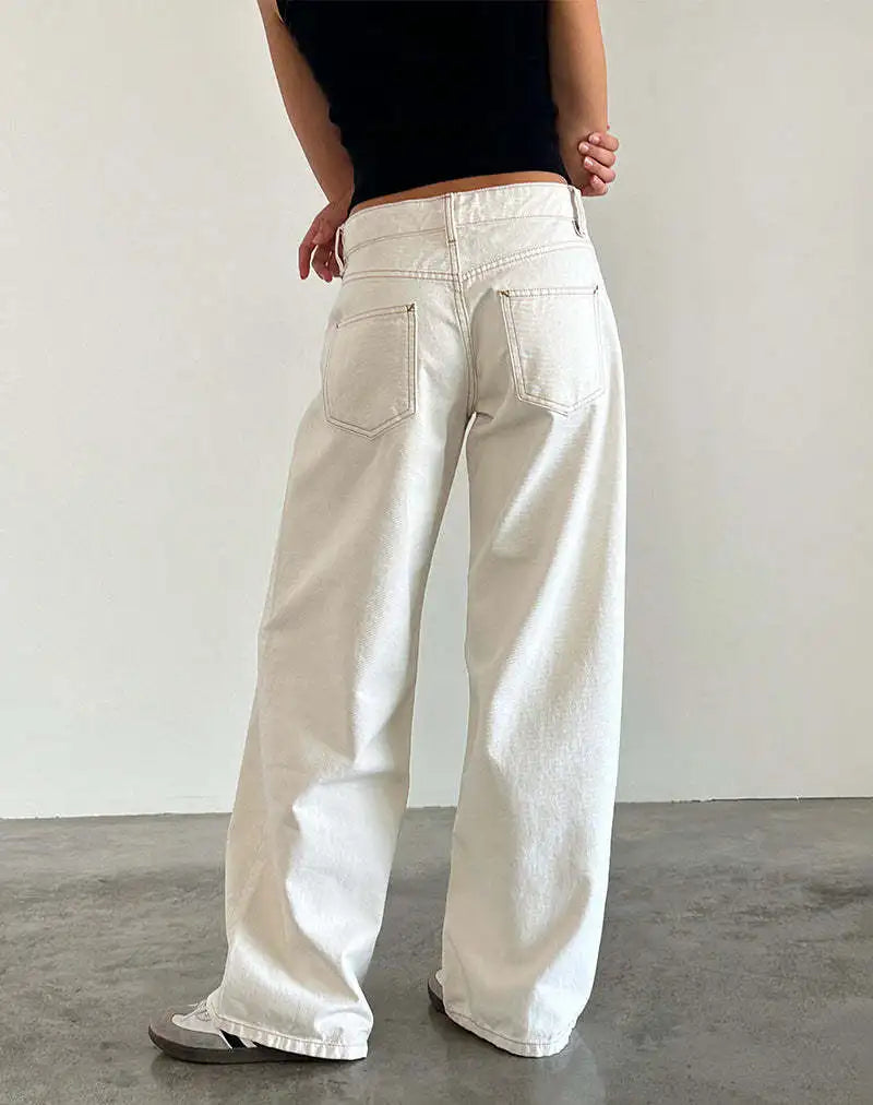 Women’s Jeans Bottom – Low Waist Straight Denim Pants with Pockets Casual Y2K Streetwear
