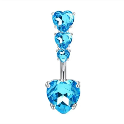 Women’s Blue Crystal Heart Belly Button – 1PC Stainless Steel Butterfly Navel Piercing Body Jewelry