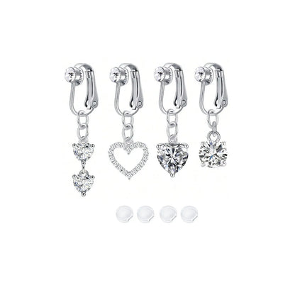 Women’s Boho Elegant Fake Belly Button (4pcs) – Non-Piercing Clip-On Navel Jewelry