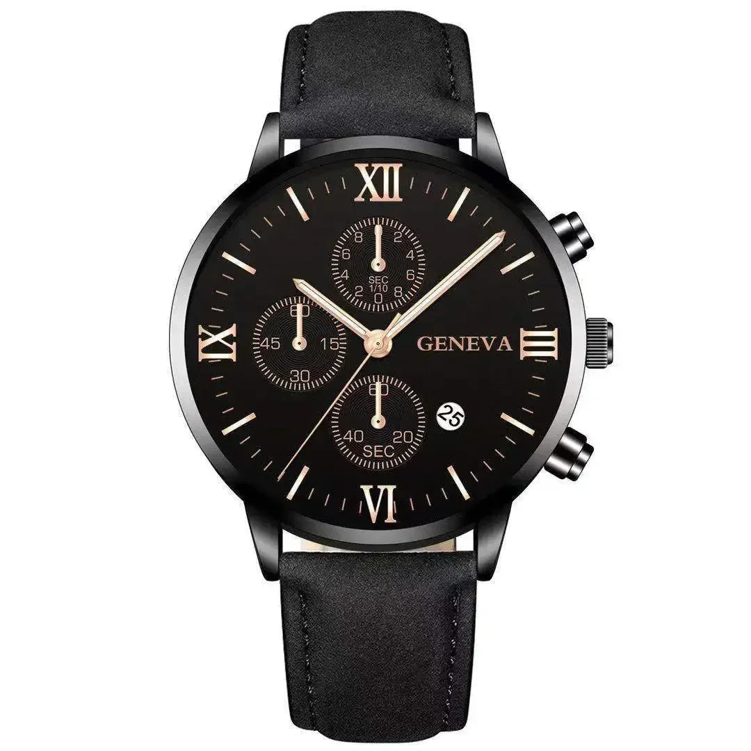 Men’s Luxury Quartz Sport Watch – Leather Strap Analog Wristwatch with Date