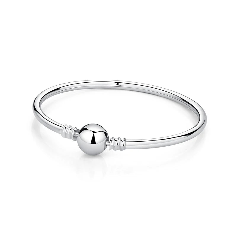Women’s 925 Sterling Silver Bracelet – Rose Gold Snake Chain with Heart Charm Beads Jewelry
