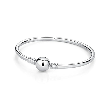 Women’s 925 Sterling Silver Bracelet – Rose Gold Snake Chain with Heart Charm Beads Jewelry