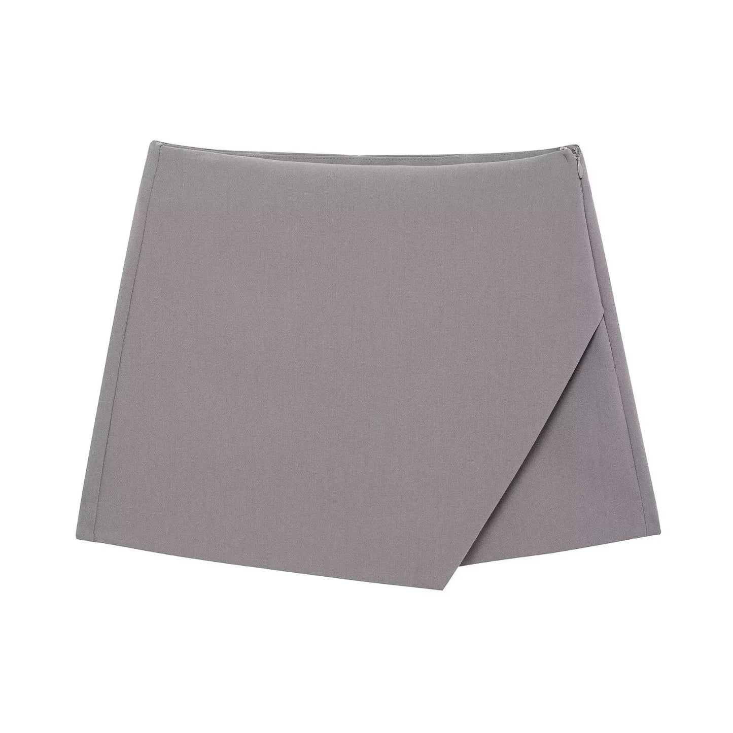 Women’s Elegant Mini Skirt Bottom – High Waist Asymmetric Hem Side Zipper Slim FIT Skorts