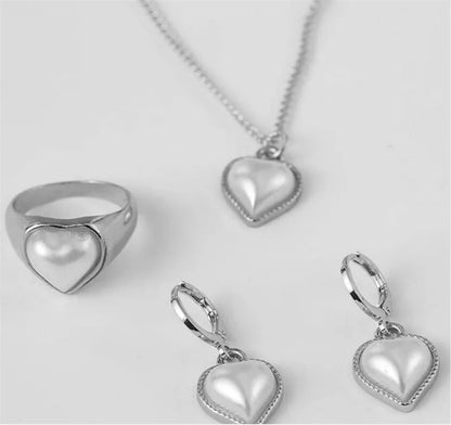 Women’s 3PCS Pearl Jewelry Set – Elegant Round Necklace & Earrings for Wedding or Gift