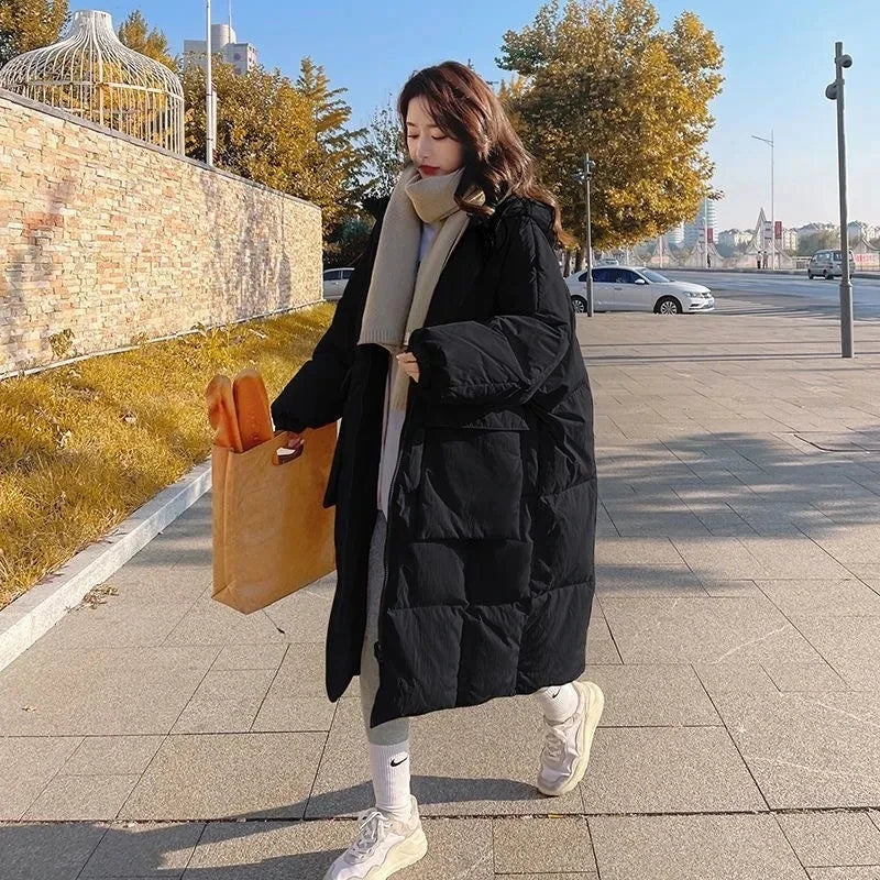 Women’s Puffer Jacket Outerwear – Long Thick Hooded Jacket