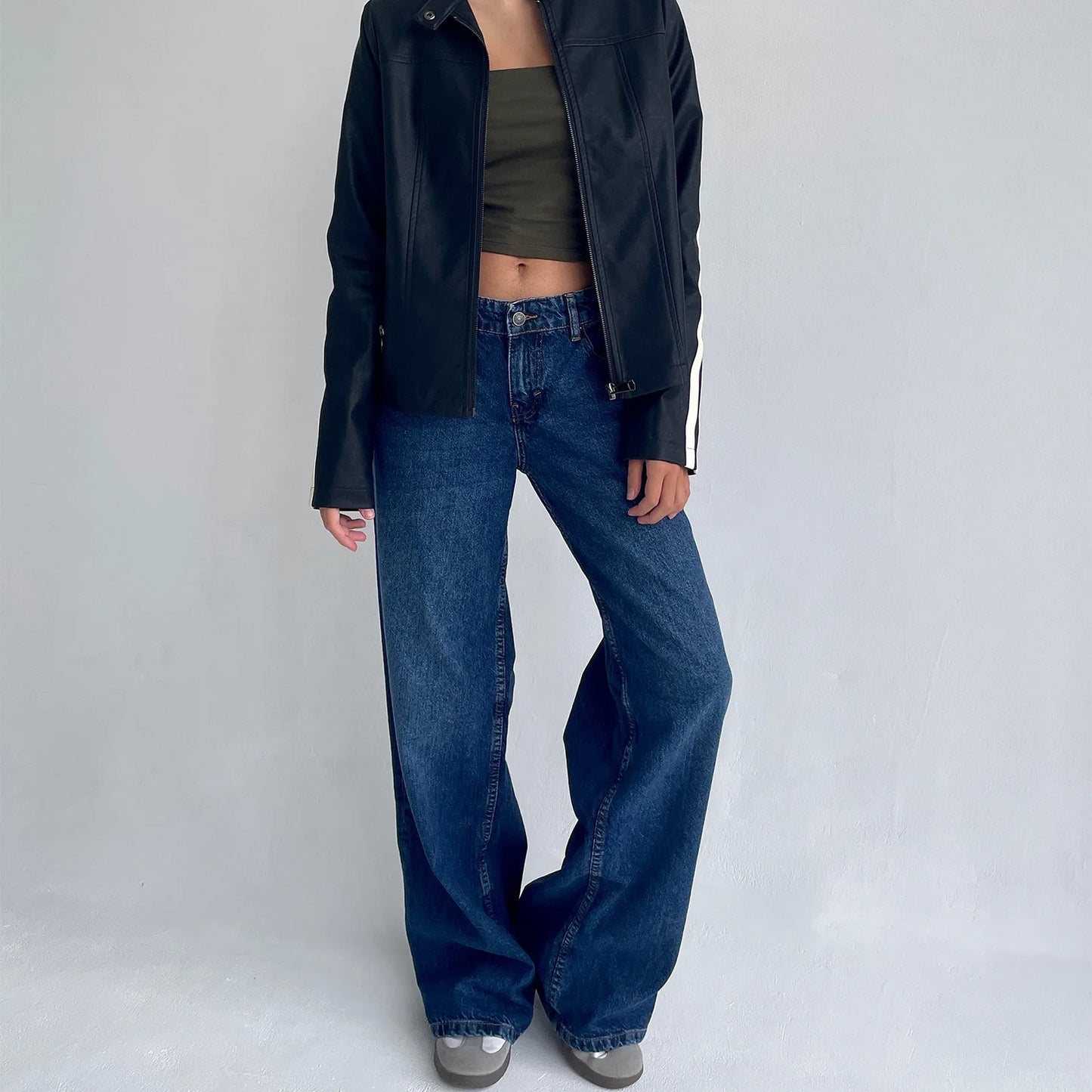 Women’s Jeans Bottom – Low Waist Straight Denim Pants with Pockets Casual Y2K Streetwear