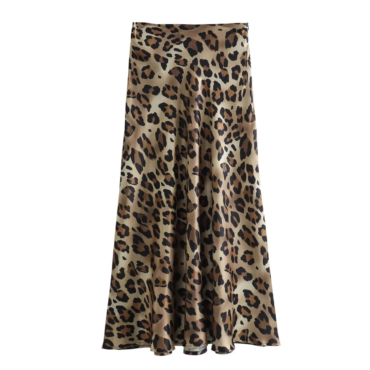 Women’s Leopard Print Midi Skirt Bottom – Vintage High Waist Elegant Summer Casual Streetwear Skirt