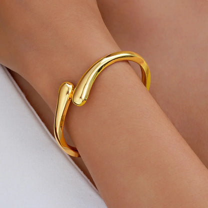 Women’s Jewelry Teardrop Cuff Bangle Bracelet | Minimal | Gold Or Silver Tone | Adjustable
