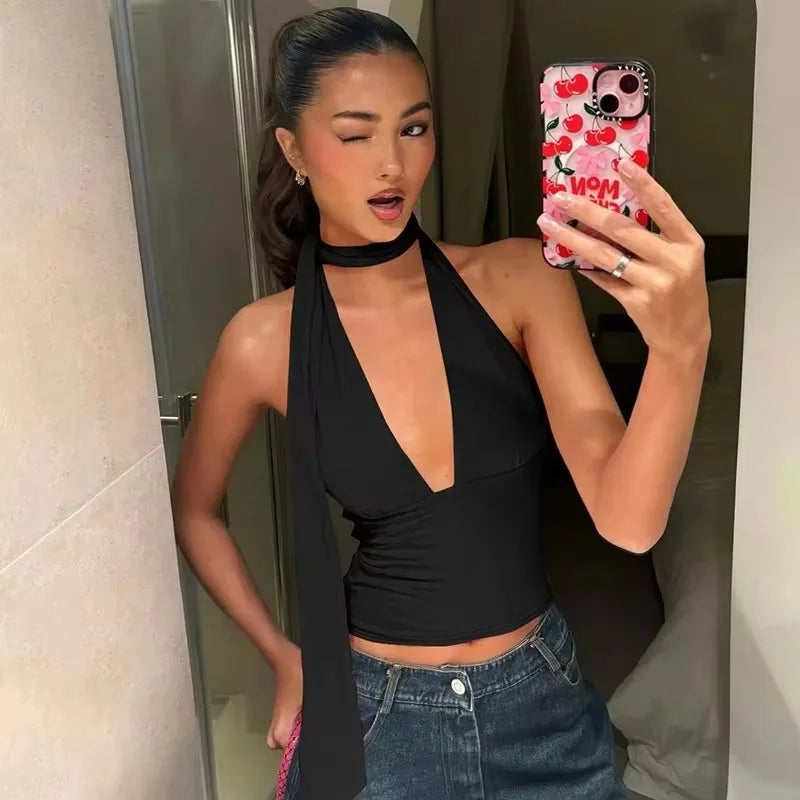 Women’s Sexy Bandage Tank Top | Summer Sleeveless Hollow V-Neck Party Club Top