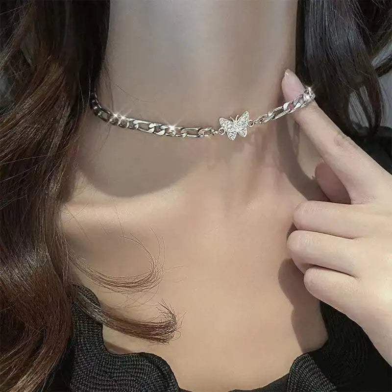 Women’s Jewelry Shiny Butterfly Layered Necklace | Elegant | Double Layer | Gift