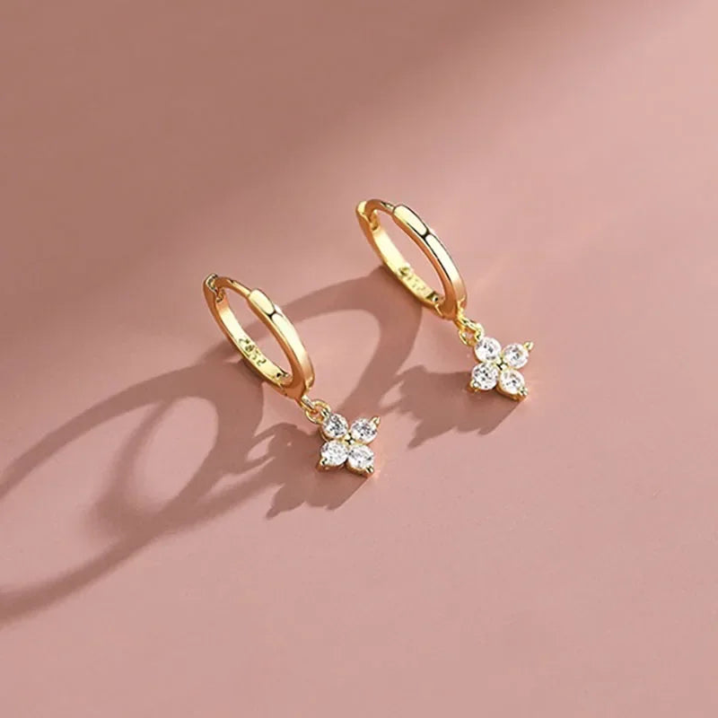 Women’s 925 Sterling Silver Clover Hoop Earrings – Elegant Wedding & Party Jewelry