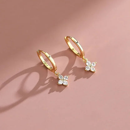 Women’s 925 Sterling Silver Clover Hoop Earrings – Elegant Wedding & Party Jewelry