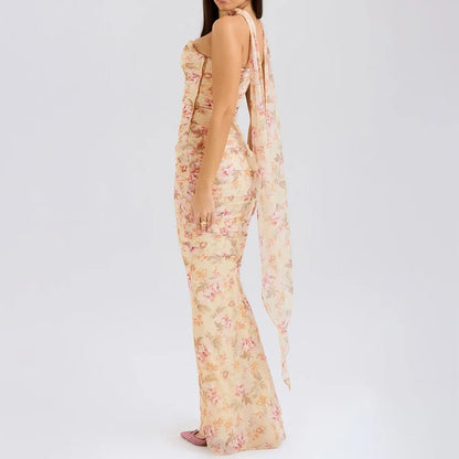 Women’s Elegant Maxi Dress with Scarf