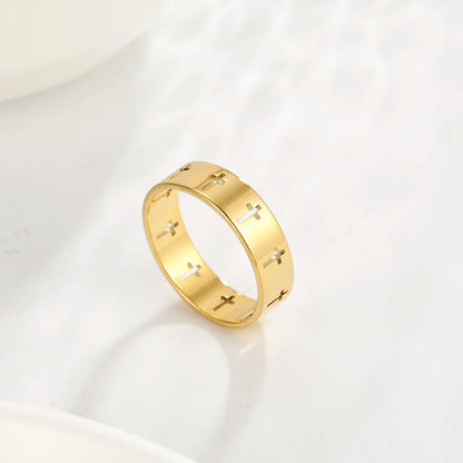 Men’s Hollow Cross Ring Jewelry – Stainless Steel Couple Engagement Band