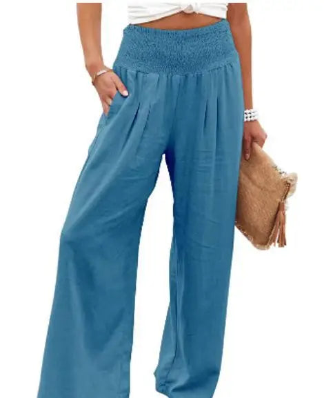 Women’s Casual Drawstring Bottom – Distressed Mid Waist Pants, Relaxed Everyday Street Style