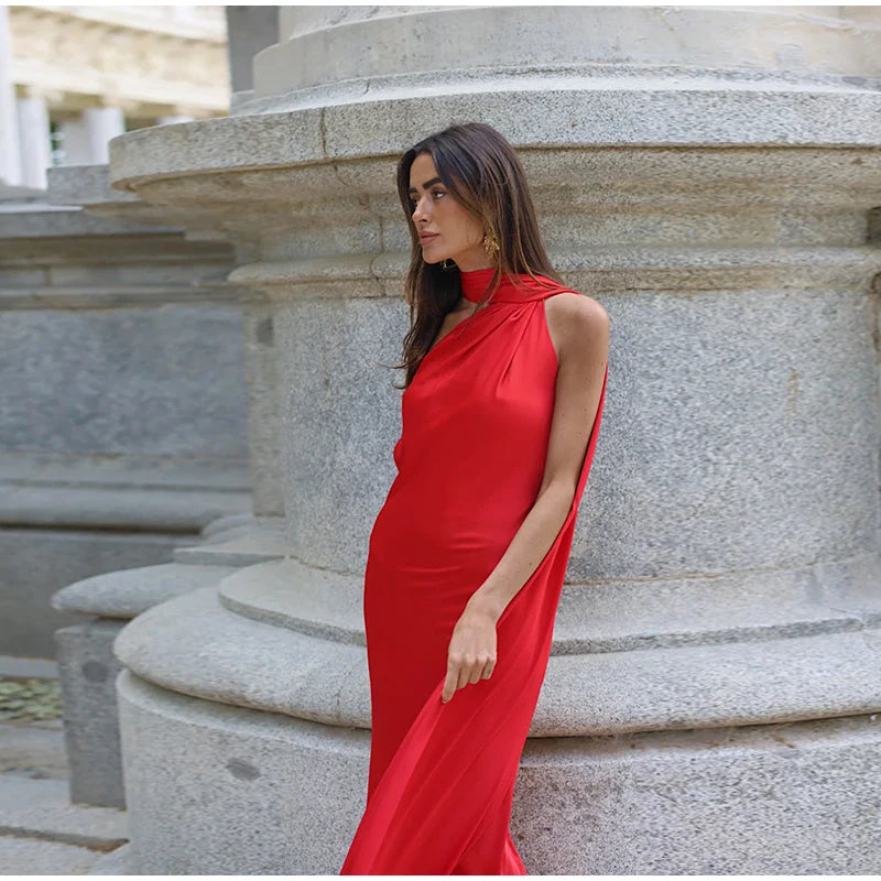 Women’s Elegant Maxi Dress – Off Shoulder Backless Detail Slim Fit Summer Evening Gown