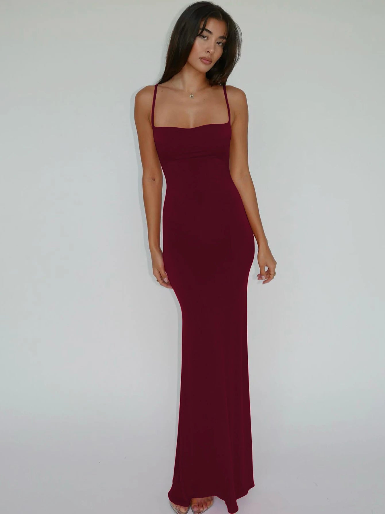 Women’s Sleeveless Backless Maxi Dress – Elegant Solid Y2K Spring Prom & Party Dress