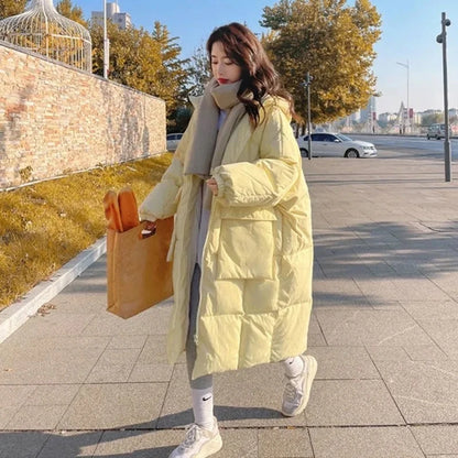 Women’s Puffer Jacket Outerwear – Long Thick Hooded Jacket