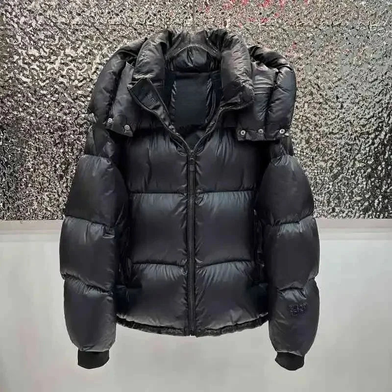 Women’s Glossy Puffer Jacket Outerwear – Short Hooded Down