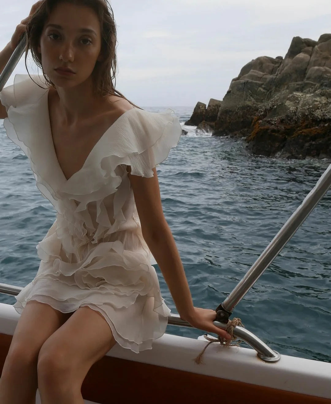 Women’s Y2K Ruffle Mini Dress – Off-Shoulder Irregular Summer Party Beach Elegant Outfit
