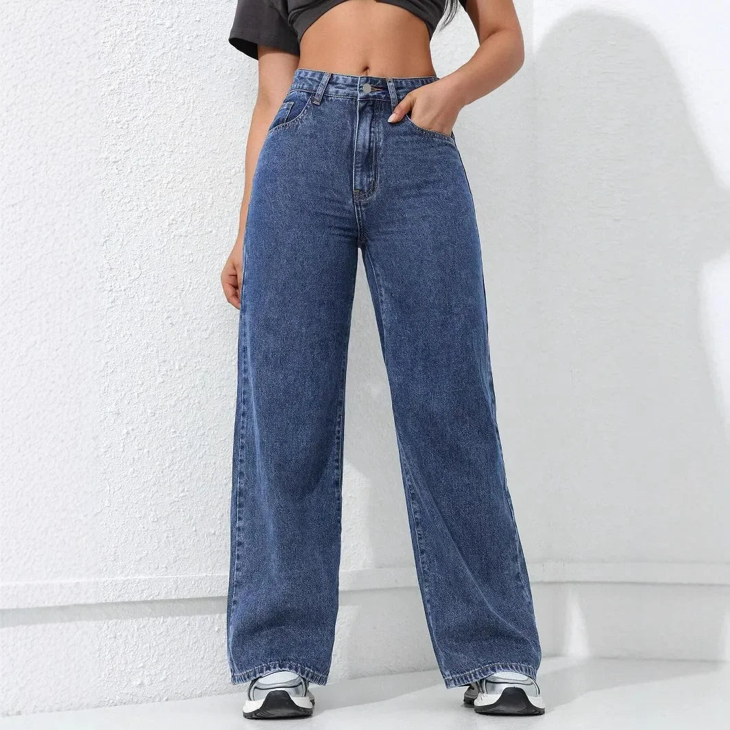 Women’s High-Waist Denim Pants – Vintage Wide-Leg Streetwear Jeans Bottom
