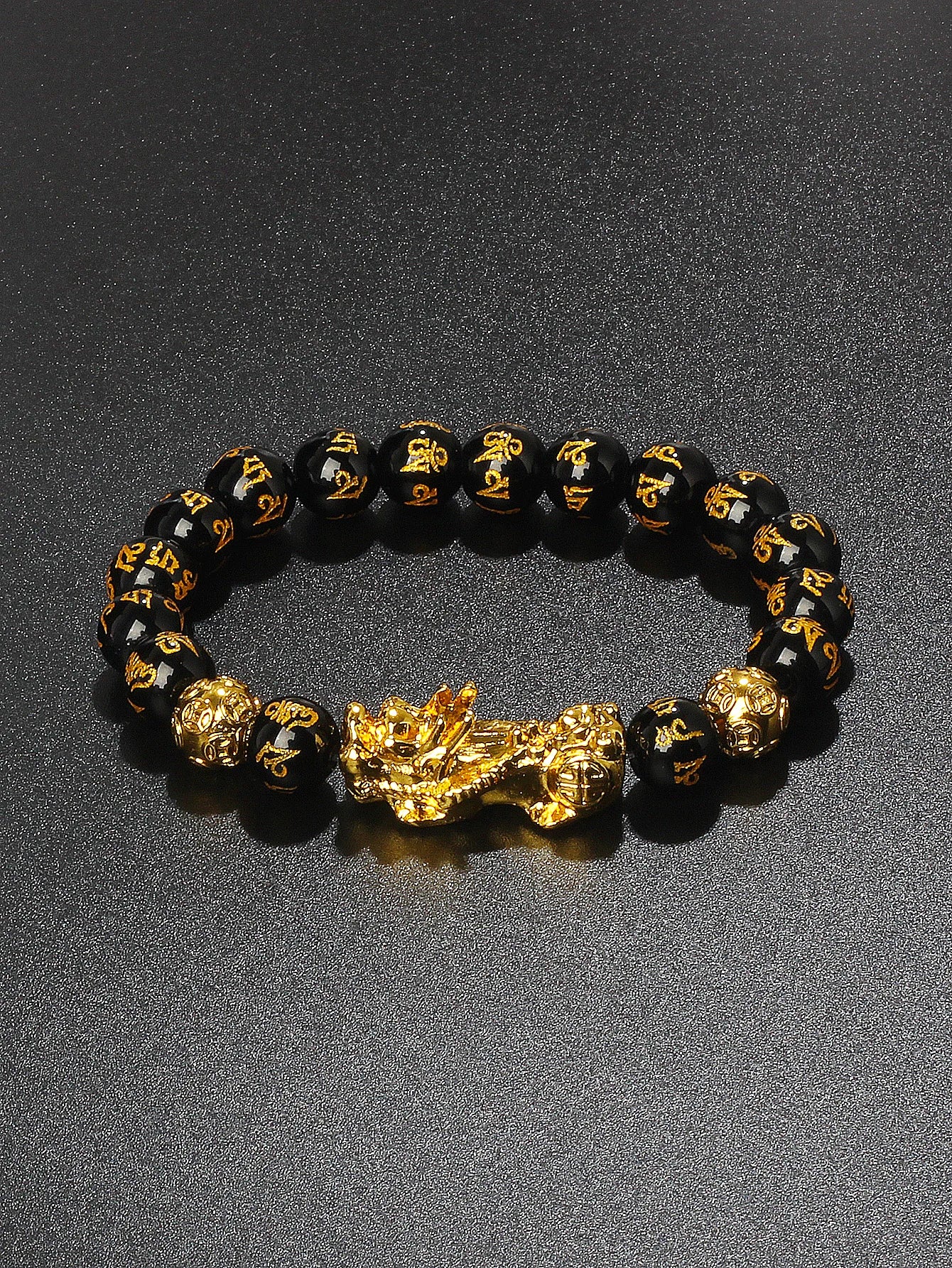 Men’s Black Obsidian Bead Bracelet – Spiritual Protection & Wealth Energy Healing Jewelry