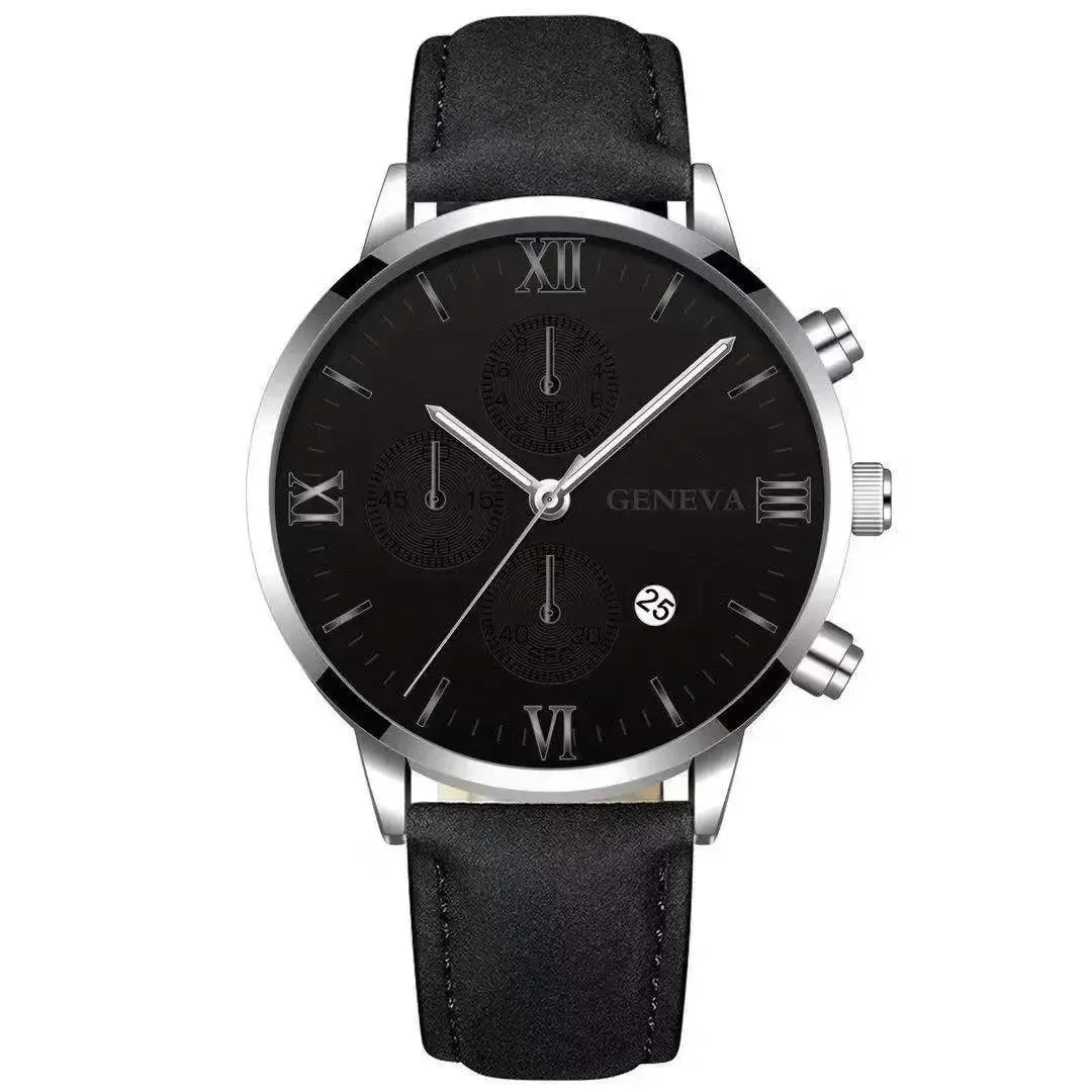 Men’s Luxury Quartz Sport Watch – Leather Strap Analog Wristwatch with Date