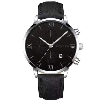 Men’s Luxury Quartz Sport Watch – Leather Strap Analog Wristwatch with Date