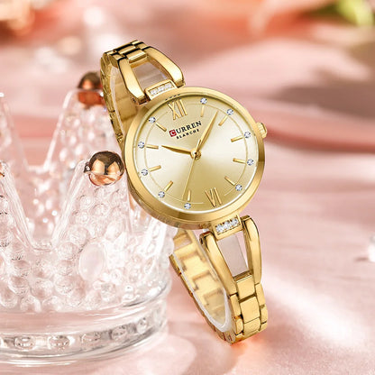 Women’s Luxury Gold Watch – Stainless Steel Band Elegant Fashion Wristwatch