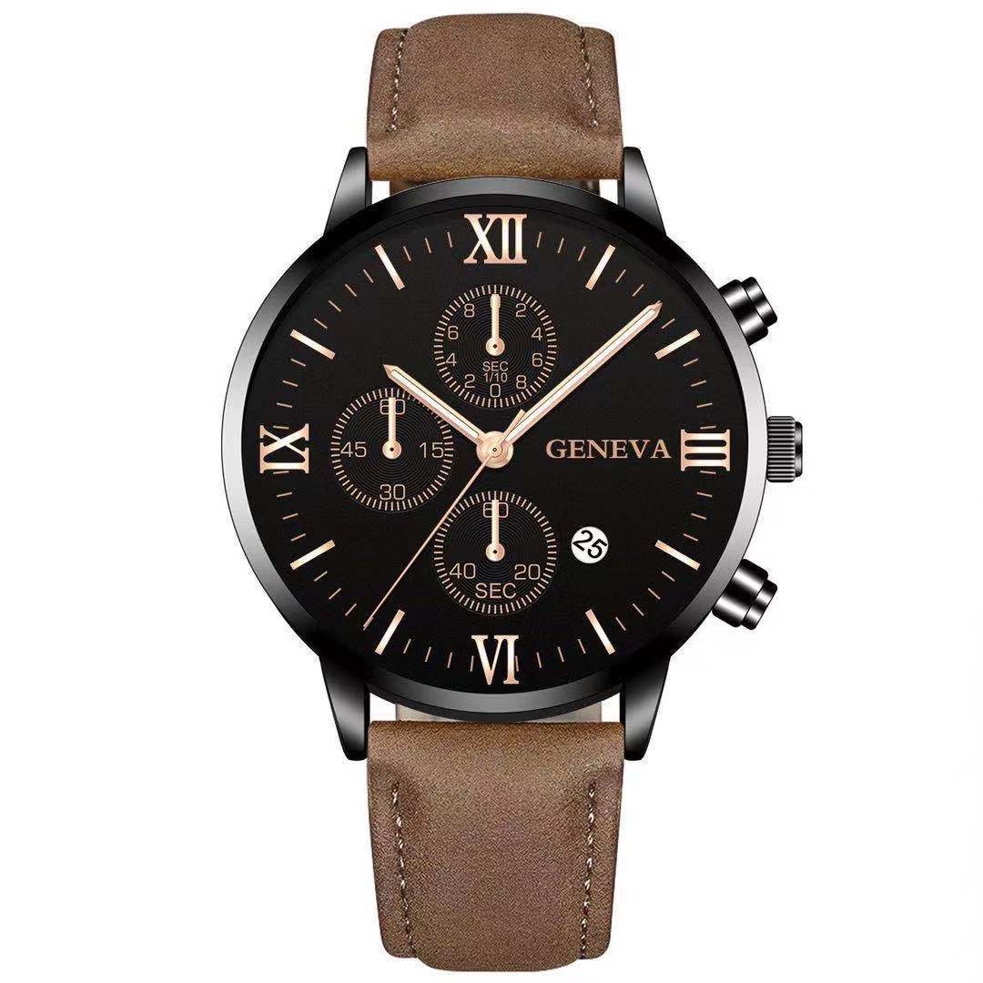 Men’s Luxury Quartz Sport Watch – Leather Strap Analog Wristwatch with Date