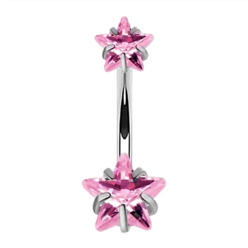 Women’s Pink Crown Heart Belly Button – Crystal Navel Piercing Jewelry