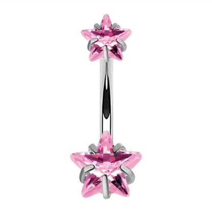 Women’s Pink Crown Heart Belly Button – Crystal Navel Piercing Jewelry