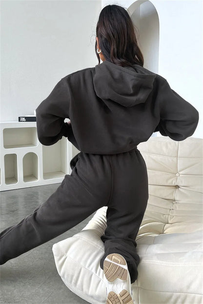 Women’s Autumn Winter Fleece Tracksuit Set – 2 Piece Casual Outfit