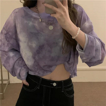 Women’s Tie Dye Sheer Sun-Proof Casual Tee Top