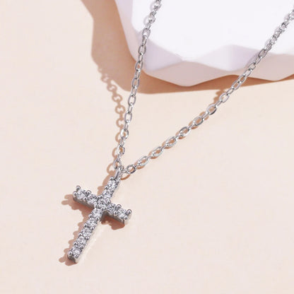 Women’s Jewelry Zircon Cross Pendant Necklace | Elegant | Gold Tone | Long Chain