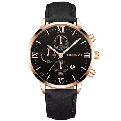 Men’s Luxury Quartz Sport Watch – Leather Strap Analog Wristwatch with Date