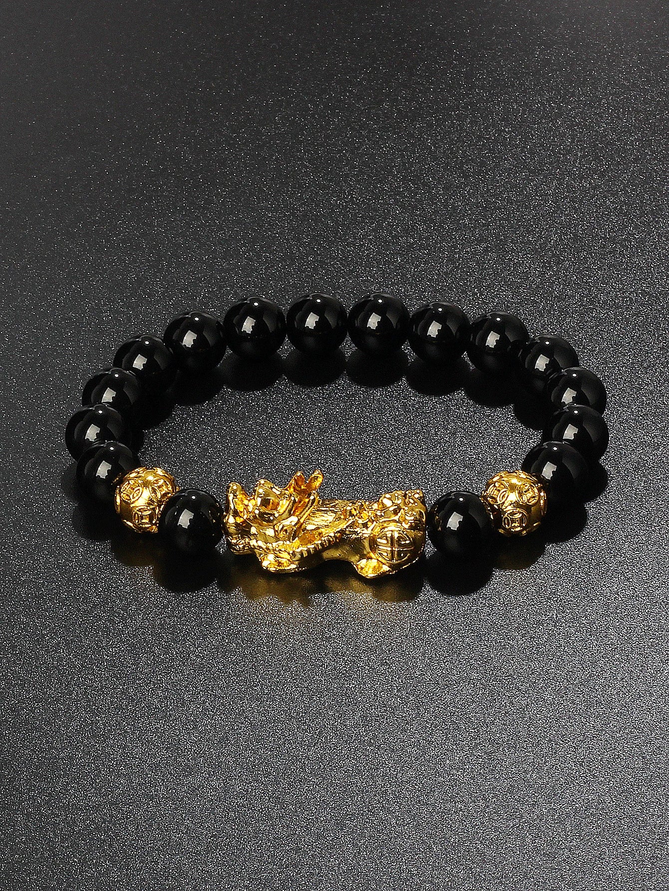 Men’s Black Obsidian Bead Bracelet – Spiritual Protection & Wealth Energy Healing Jewelry