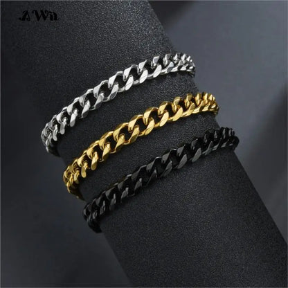 Men’s Stainless Steel Cuban Link Bracelet Jewelry – Unisex Curb Chain 3–11mm