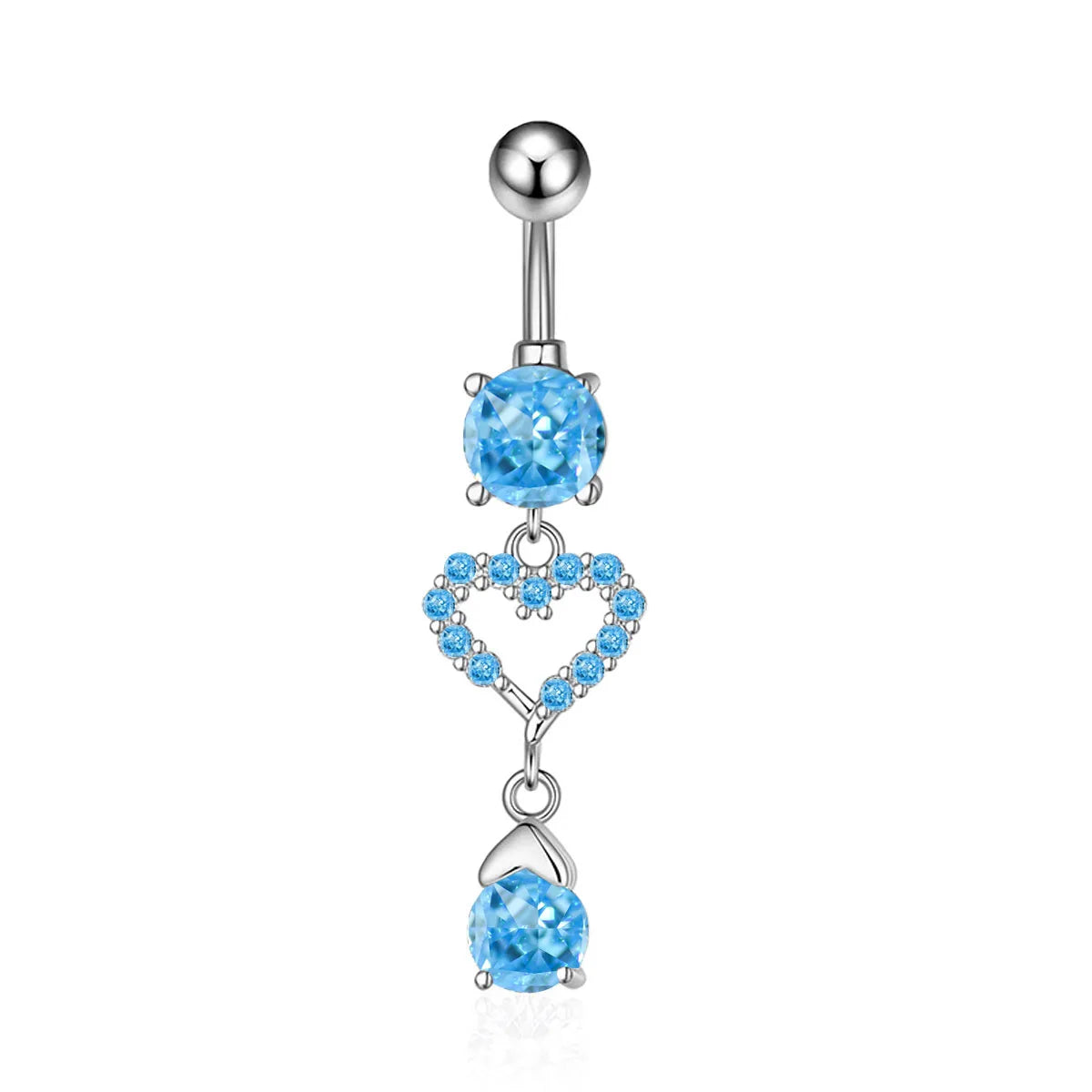 Women’s Blue Crystal Heart Belly Button – 1PC Stainless Steel Butterfly Navel Piercing Body Jewelry
