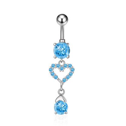 Women’s Blue Crystal Heart Belly Button – 1PC Stainless Steel Butterfly Navel Piercing Body Jewelry