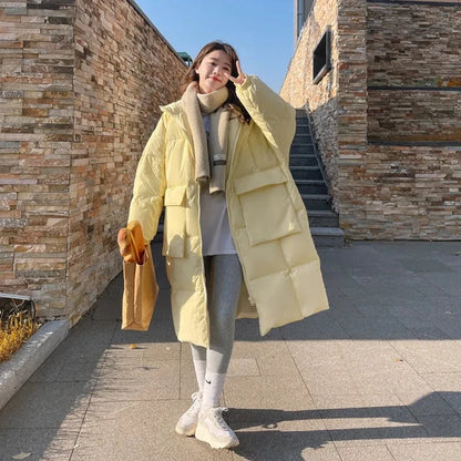 Women’s Puffer Jacket Outerwear – Long Thick Hooded Jacket