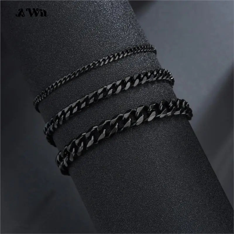 Men’s Stainless Steel Cuban Link Bracelet Jewelry – Unisex Curb Chain 3–11mm