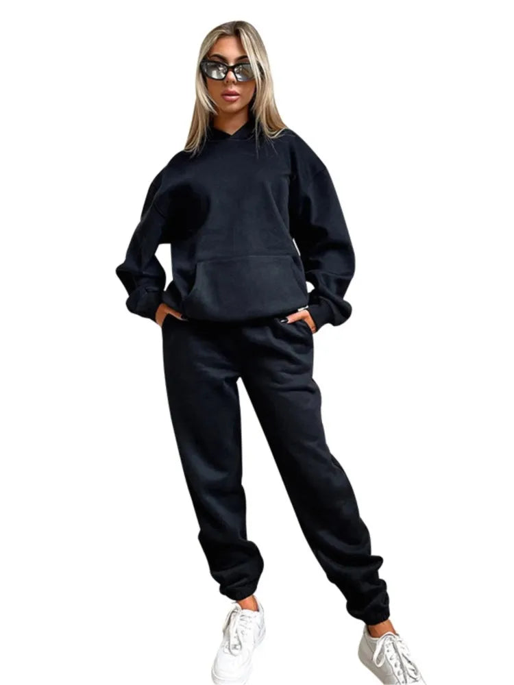 Women’s Autumn Winter Fleece Tracksuit Set – 2 Piece Casual Outfit
