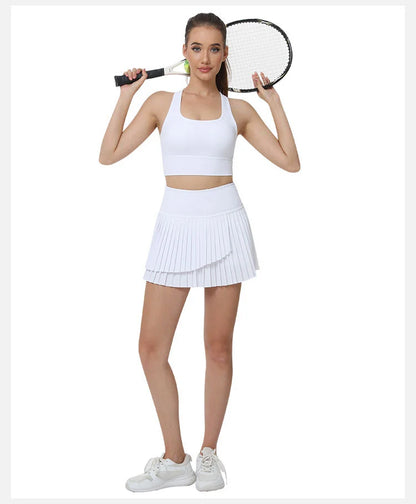 Women’s Double Layer Pleated Running Skirt Bottom – Fitness Yoga Tennis Skort Summer Activewear