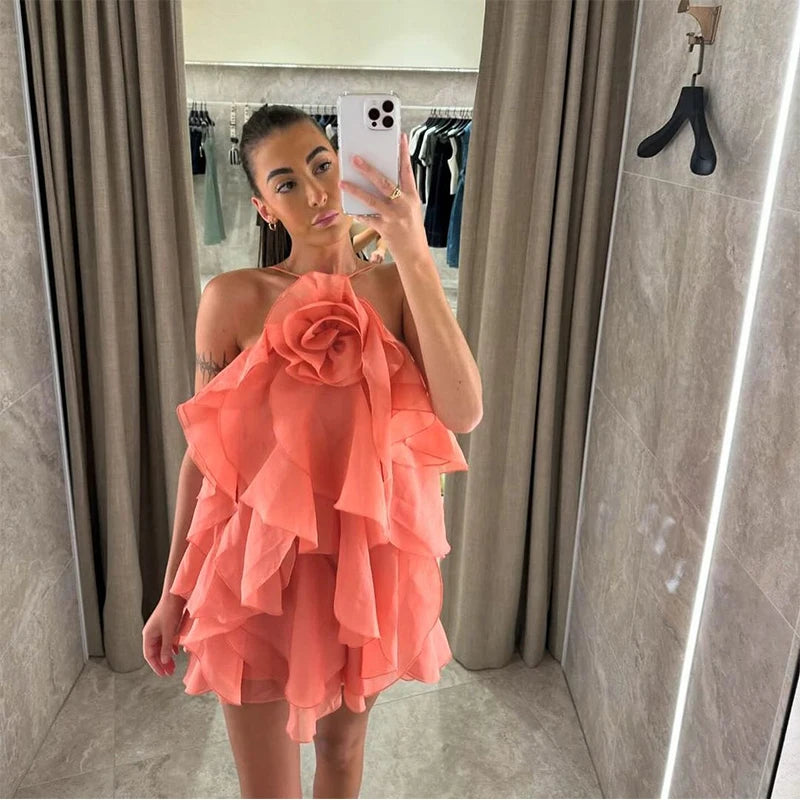 Women’s Ruffled Maxi Dress – Backless Sleeveless Slim Fit Summer Beach & Party Dress