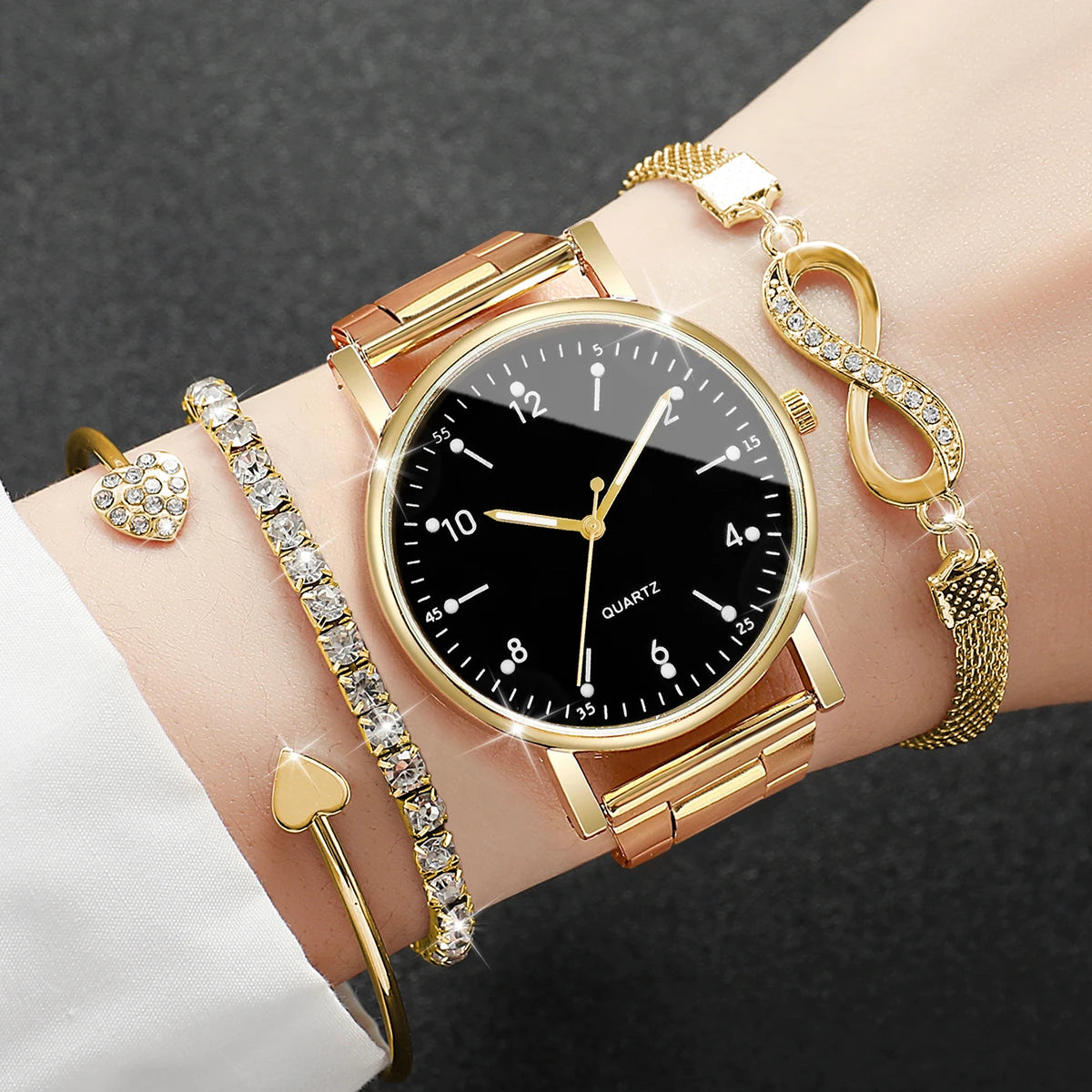 Women’s Watch Jewelry Set | Arabic Dial | Rhinestone | Quartz