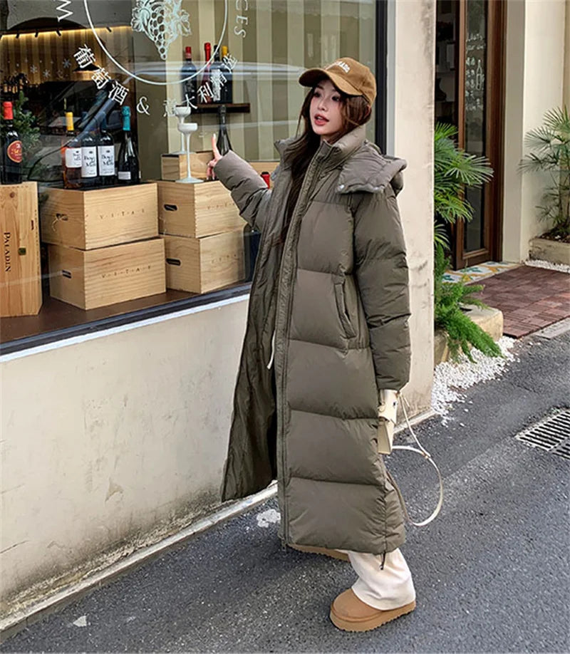 Women’s Padded Jacket Outerwear – Long Windproof Hoodie Puffer