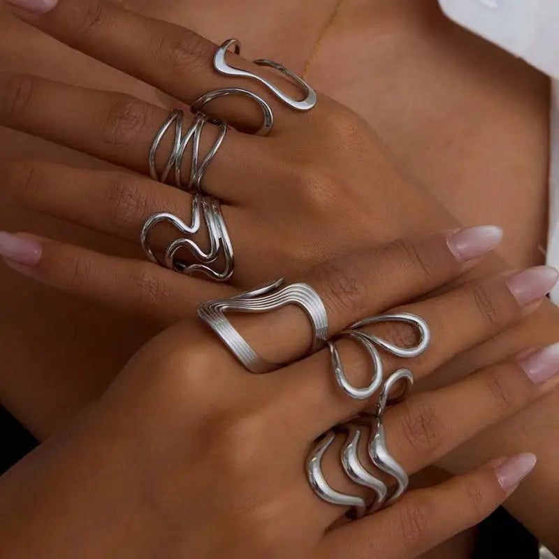 Women’s Jewelry Stainless Steel Open Ring | Punk | Geometric | Silver Tone